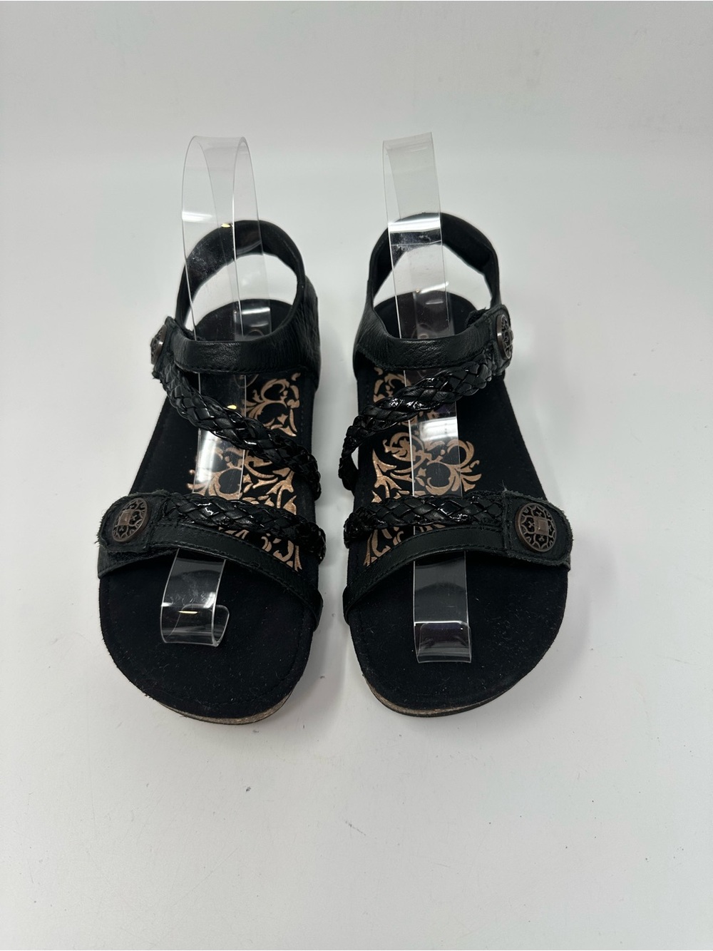 Aetrex Jullian Braided Quater Strap Sandals Black Women's 6 - Picture 9 of 16